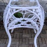 Table d’appoint en rotin blanc Peacock 1970