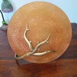 Asymmetrical hanging lamp with orange lampshade 70s/80s