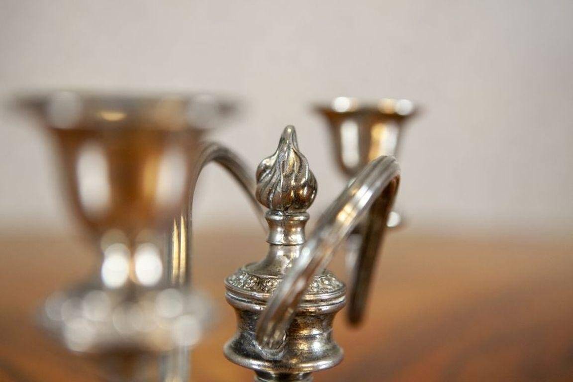 Silver-Plated Two-Armed Candleholder, 1940s