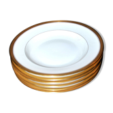 Limoges bernardaud, series of 6 porcelain plates with gold inlay - 23.5 cm