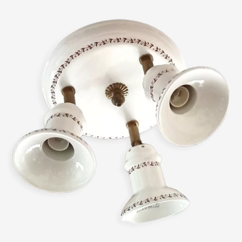 Ceiling lamp 3 spots in vintage ceramic
