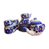 Service à café en grès bleu vif