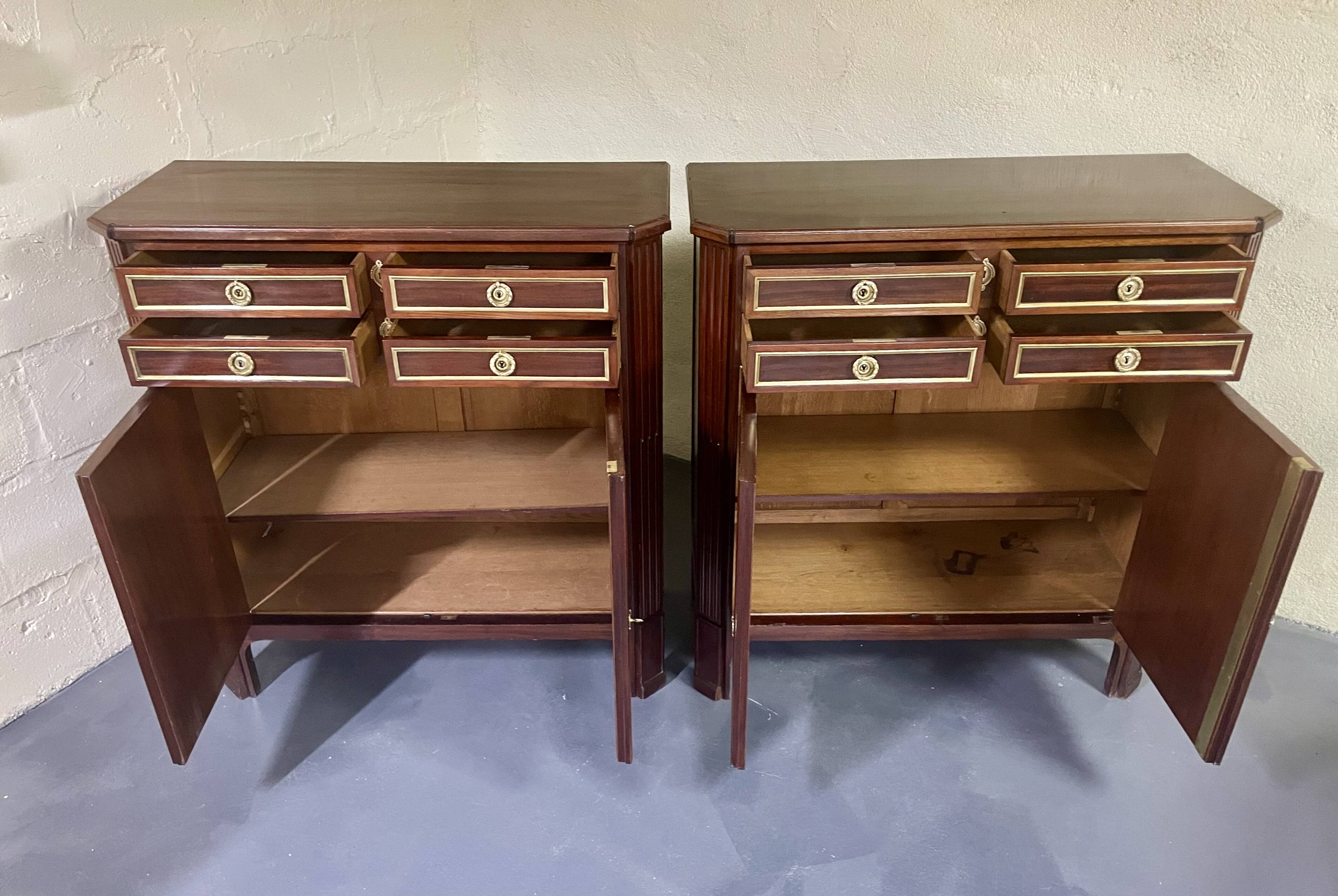 Pair of Louis XVI style mahogany sideboards