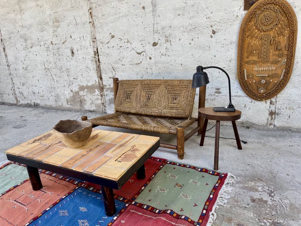 Wooden and rope bench from the 1950s,  Vibo