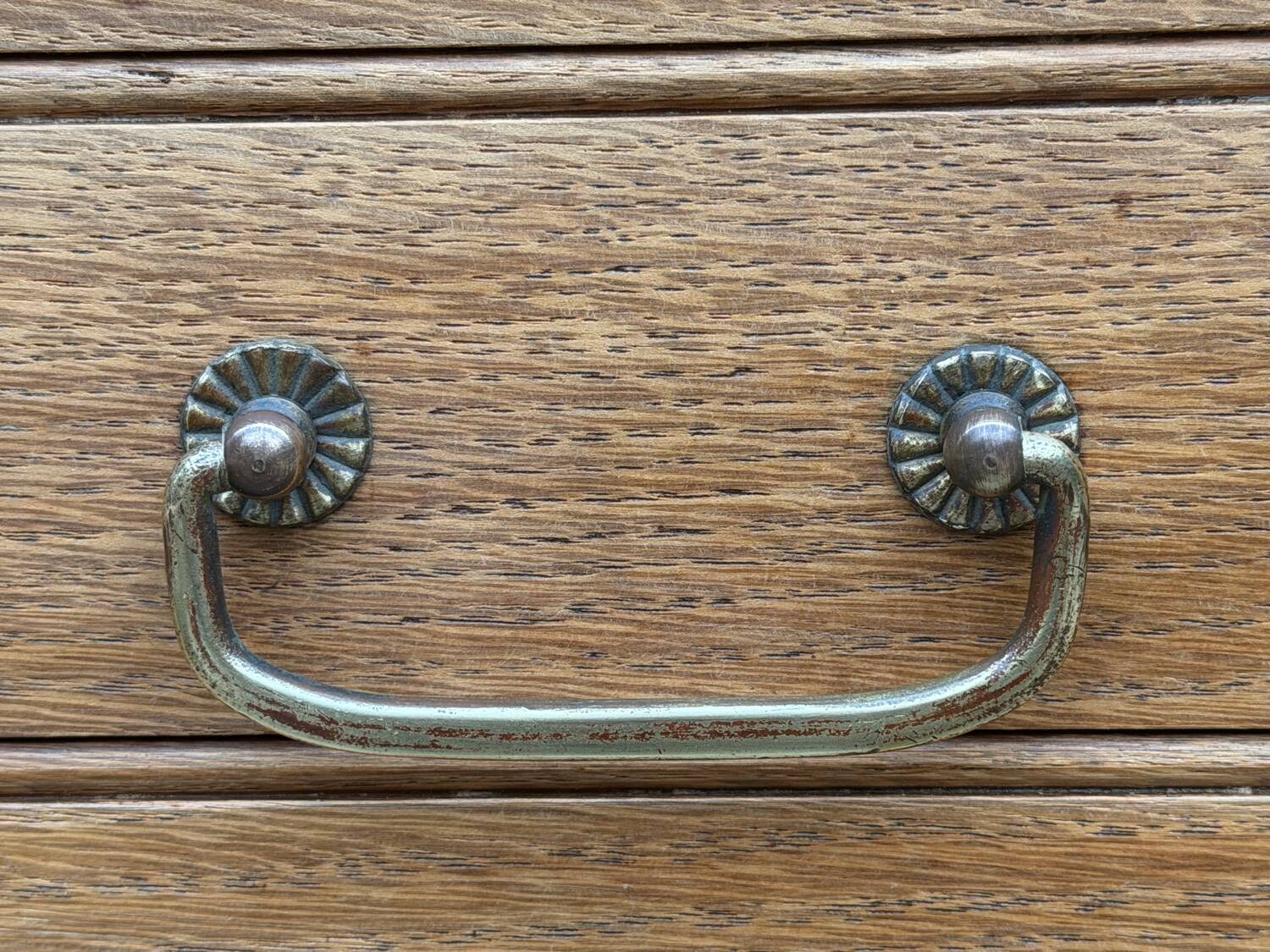 Parisian hotel wardrobe with bevelled mirror, solid raw oak, 1920.
