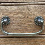 Parisian hotel wardrobe with bevelled mirror, solid raw oak, 1920.