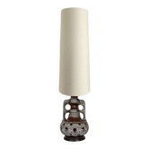 Lampe de sol en tissu écru et céramique, 1970