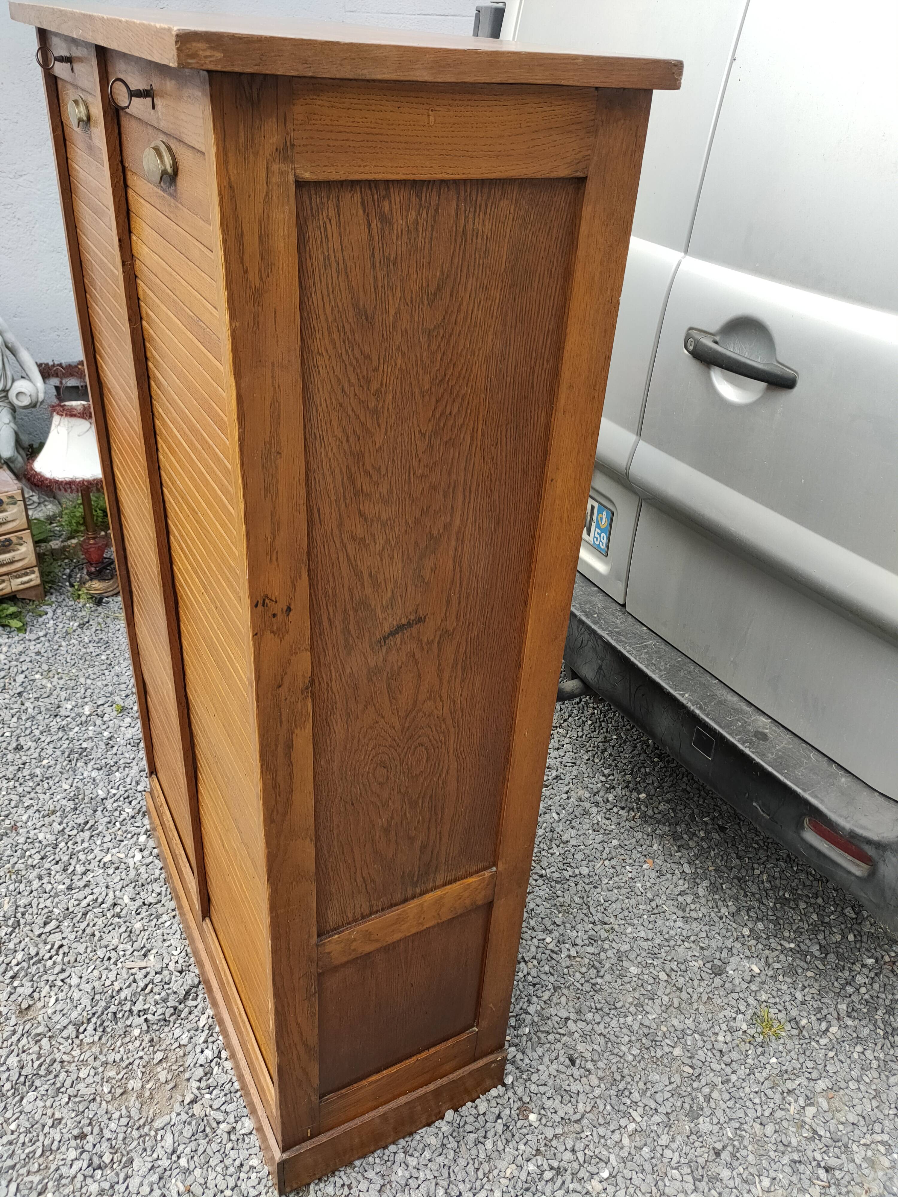 50s double curtain filing cabinet