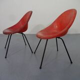 Set of French Fiberglass Side Chairs, 1960s