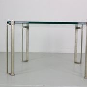 Peter Ghyczy for Ghyzcy Square Glass Coffee Table, 1970's Hollywood Regency