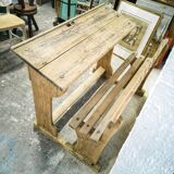 Bureau pupitre d'écolier double en bois