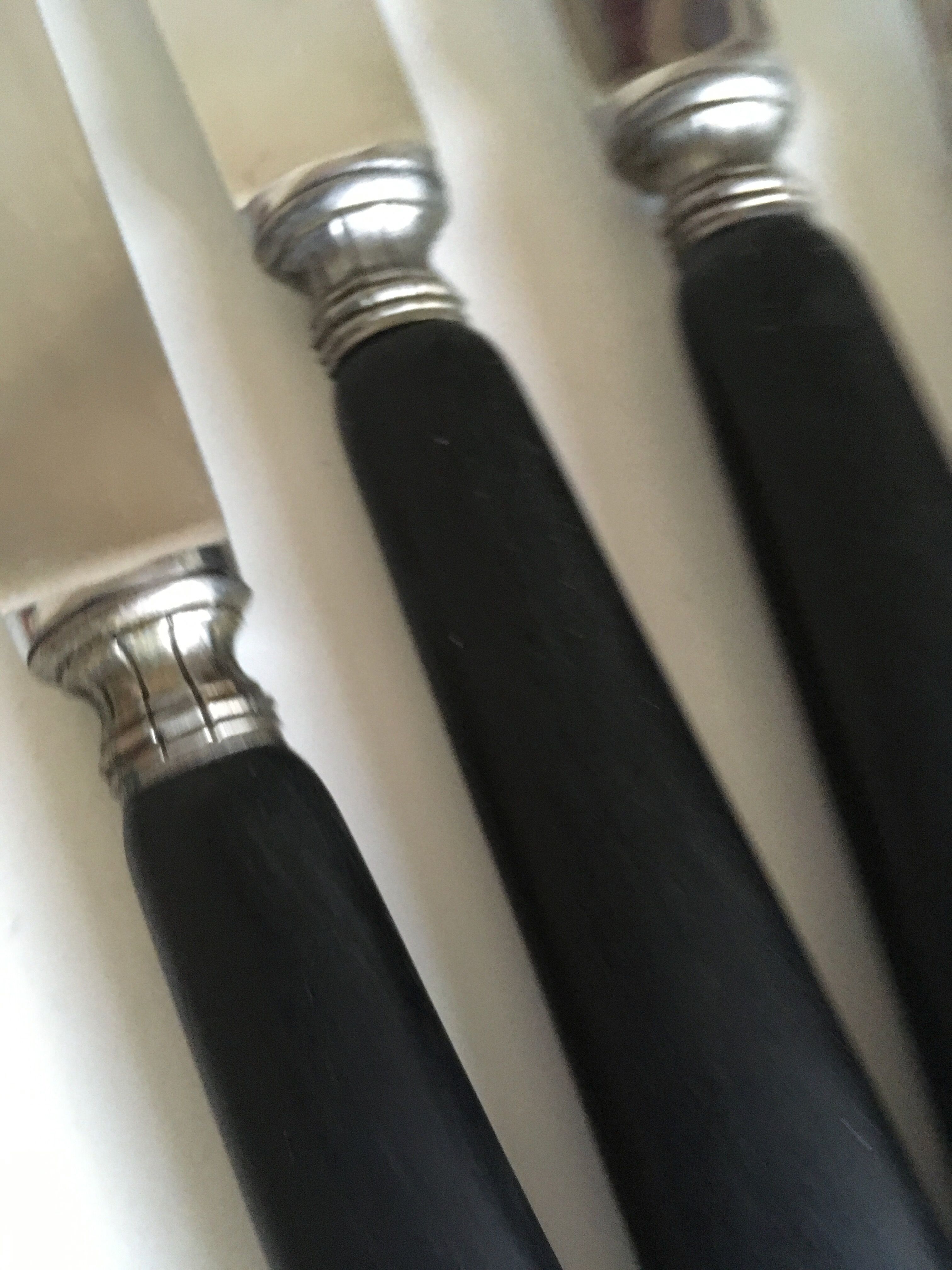 series of 6 19th ebony wooden table knives