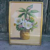 Watercolor "with vase of flowers"