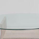 Vintage Travertine Coffee Table with Glass Top