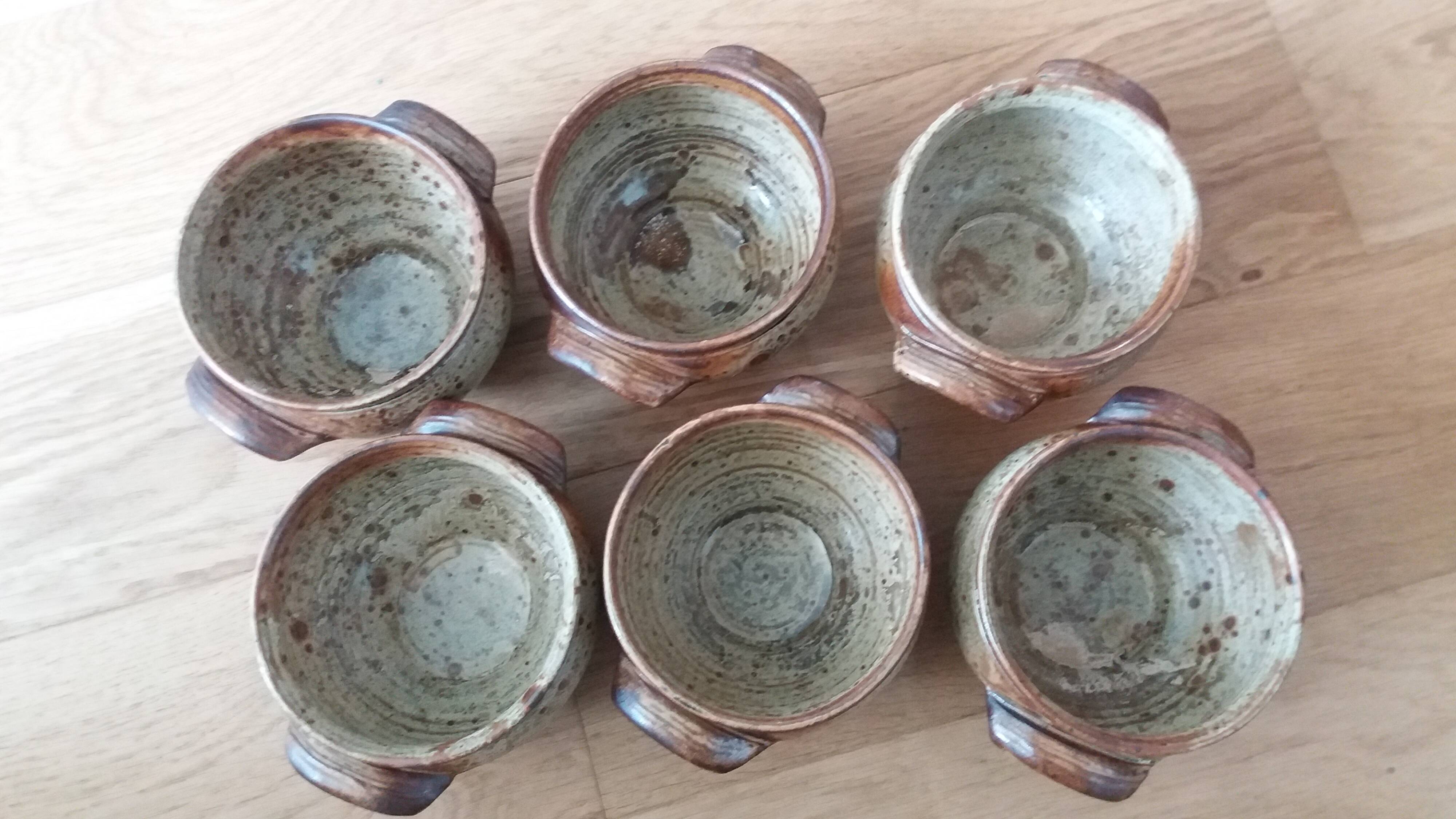 Stoneware soup bowls from Puisaye, signed Jean-Pierre Prud’homme