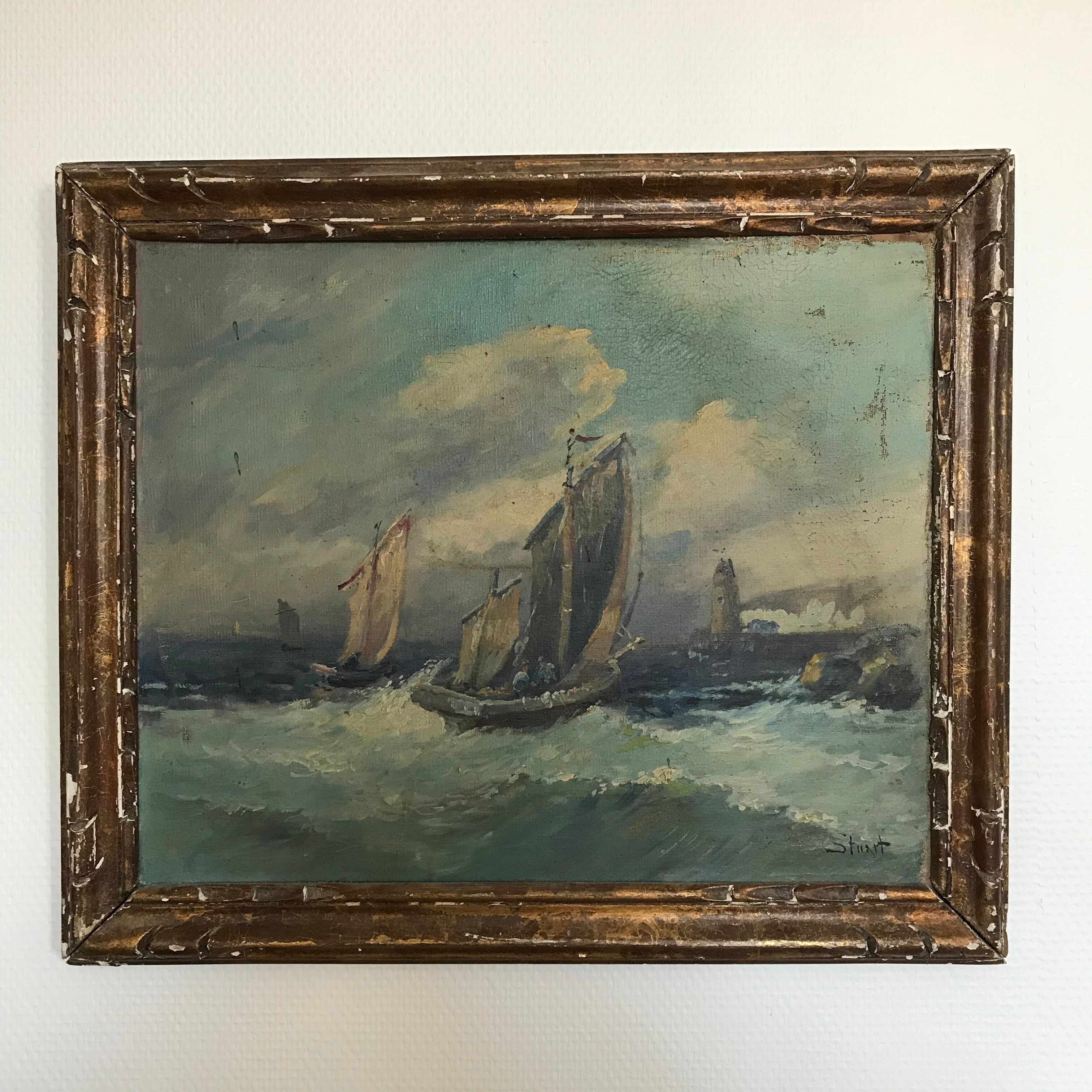 Table old fishing boats