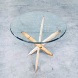 Vintage Faux Bamboo Folding Tripod Side Table, 1970s