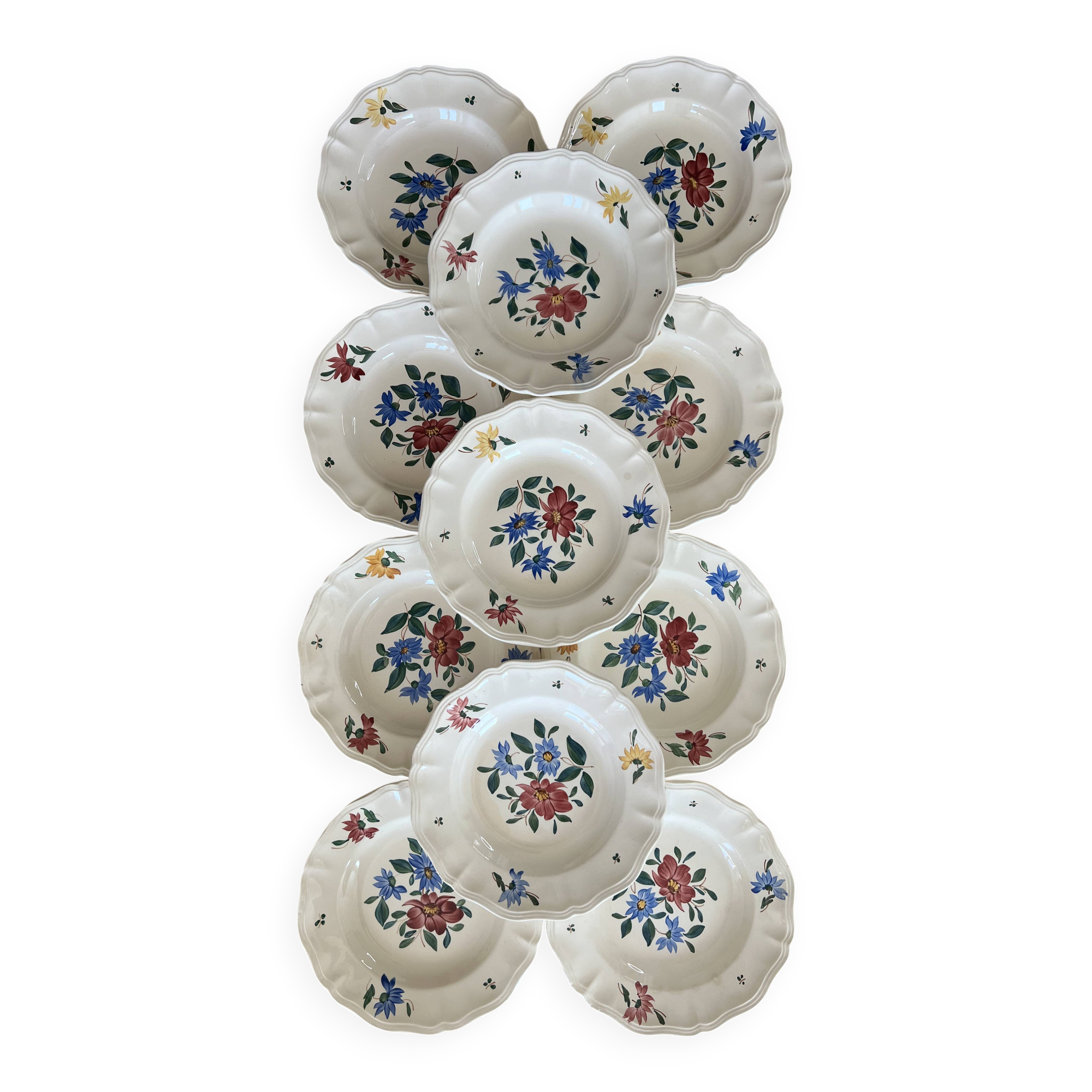 Lot 11 assiettes creuses Sarreguemines et Digoin