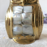 Hiboux ou chouette en laiton et nacre