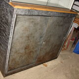 Buffet or Bookcase 2 bodies in polished and varnished steel circa 1960
