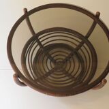 Round coffee table in bamboo, rattan, manou, Italy 1970