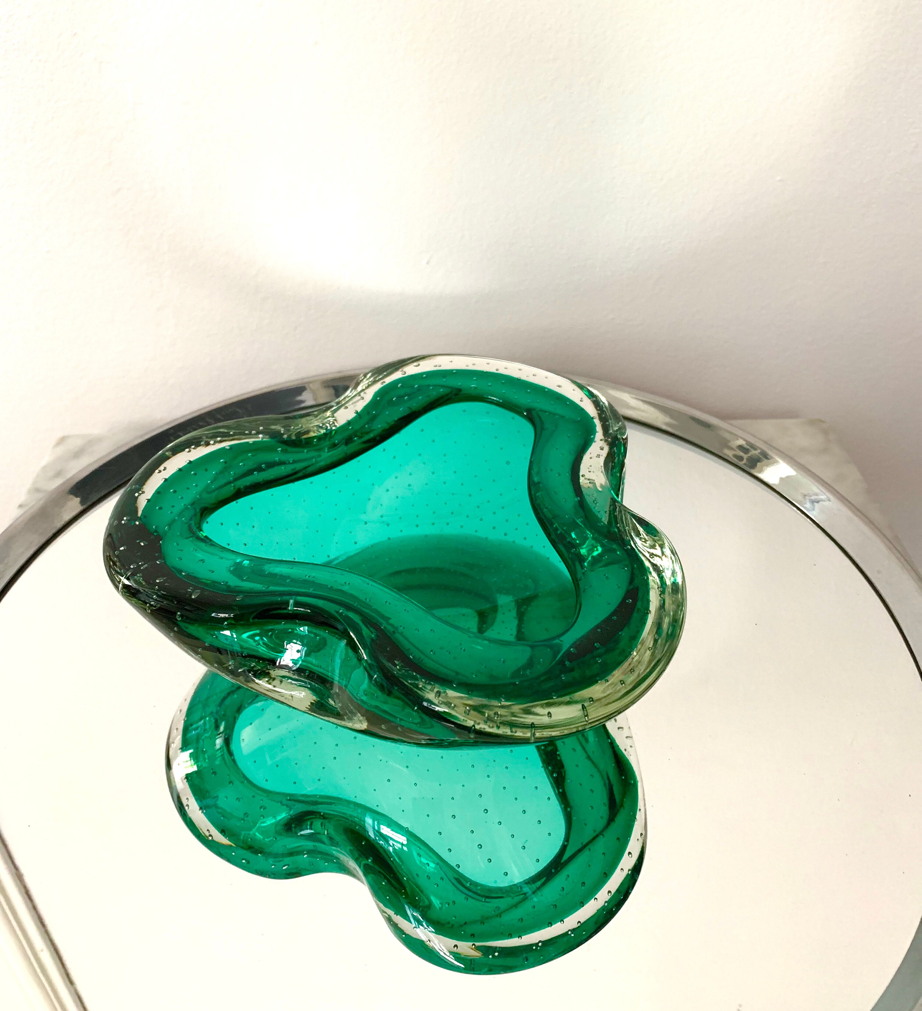 Murano bulicante green bowl