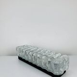 Rectangular wall lamp in molded glass and black metal from the 60s