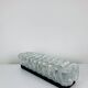 Rectangular wall lamp in molded glass and black metal from the 60s