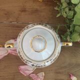 White and gilded porcelain sugar bowl