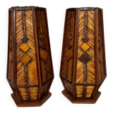 Vintage Mid Century Modern Handmade Tramp Art Matchstick & Geometric W