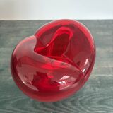 Heart-shaped Murano glass vase – Intense Ruby Red