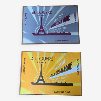 Two old advertisements for the Au Louvre department store