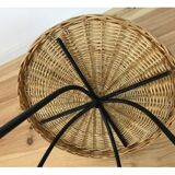 Side table 1950 wicker and portable metal