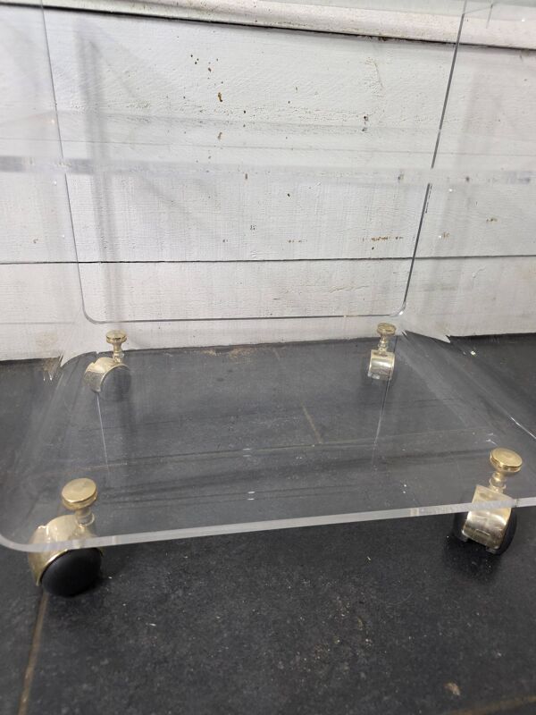 Table Basse Vintage en Plexiglas et Verre par David Lange Années 70
