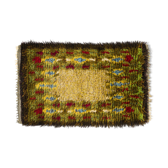 Scandinavian 20th century vintage rya rug. 97 x 60 cm (38.19 x 23.62 in).