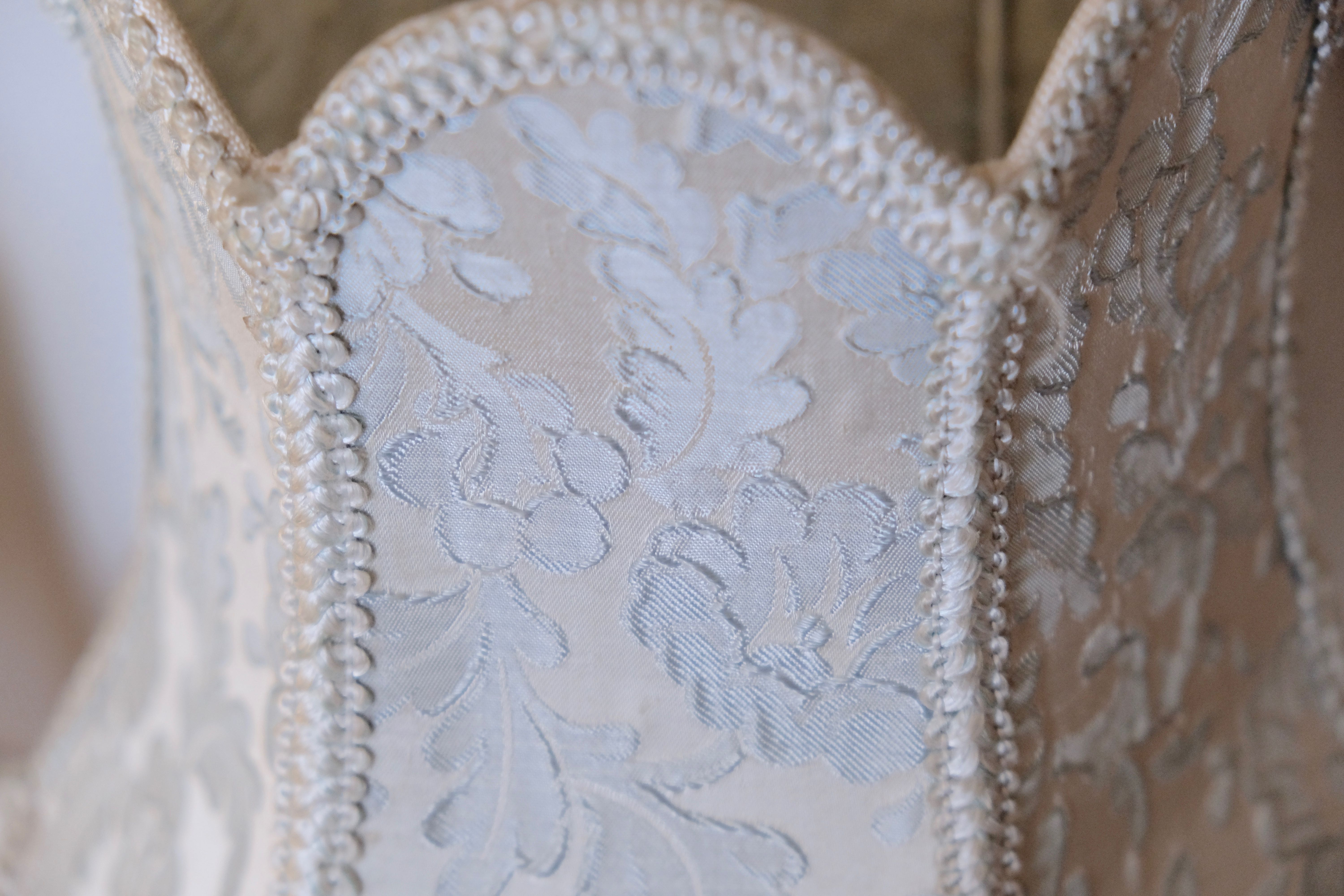 Victorian silk and alabaster table lamp