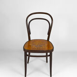 Set of 4 Thonet chairs in curved wood with decorated seats