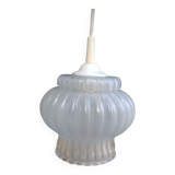 Suspension in vintage frosted glass 70s