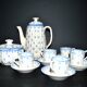 Antique Copeland English earthenware Fleur-de-lis coffee service, 19th century