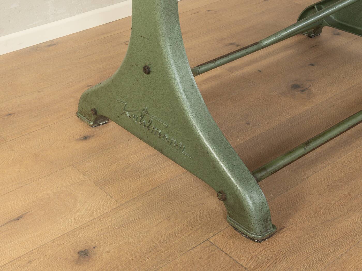 Unique dining table with cast iron base and solid wood top