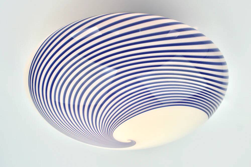 Vintage Murano glass cobalt blue swirl flush mount