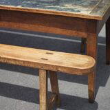 Farmhouse table and its 2 benches, living room table, wooden table with pair of wooden benches