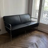 Canapé et fauteuil en cuir noir suédois de Gunilla Allard pour Lammhults