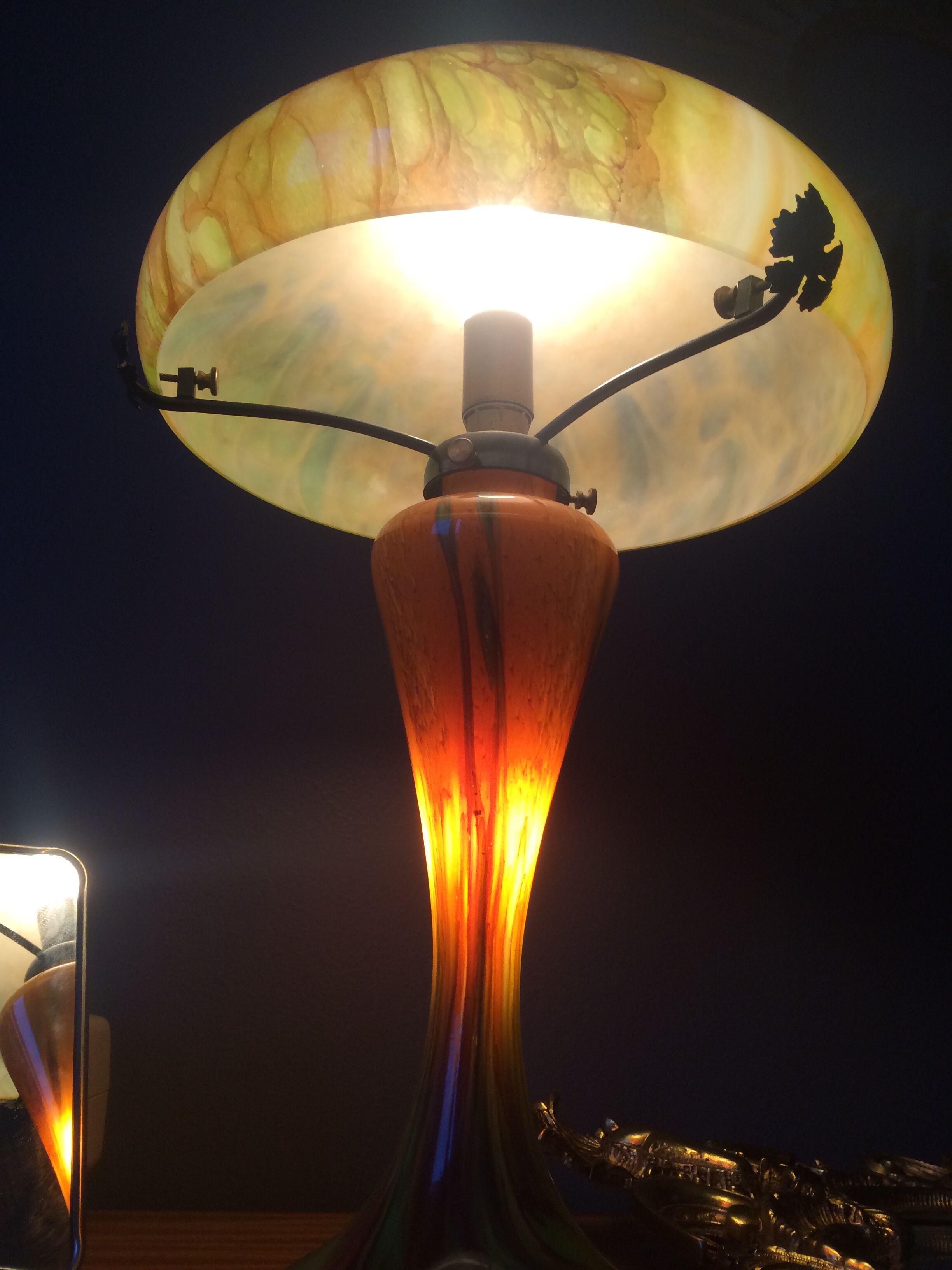 Odeon model mushroom lamp, La Rochère Glassworks France