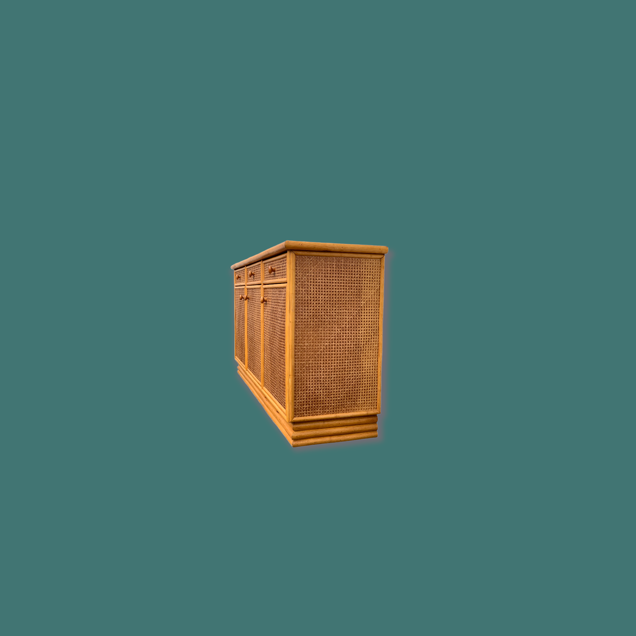 Vintage buffet in bamboo and cannage 1970
