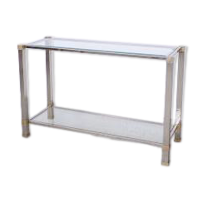 Table console vintage en verre et métal par Pierre Vandel, années 1970
