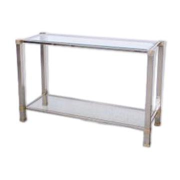 Table console vintage en verre et métal par Pierre Vandel, années 1970