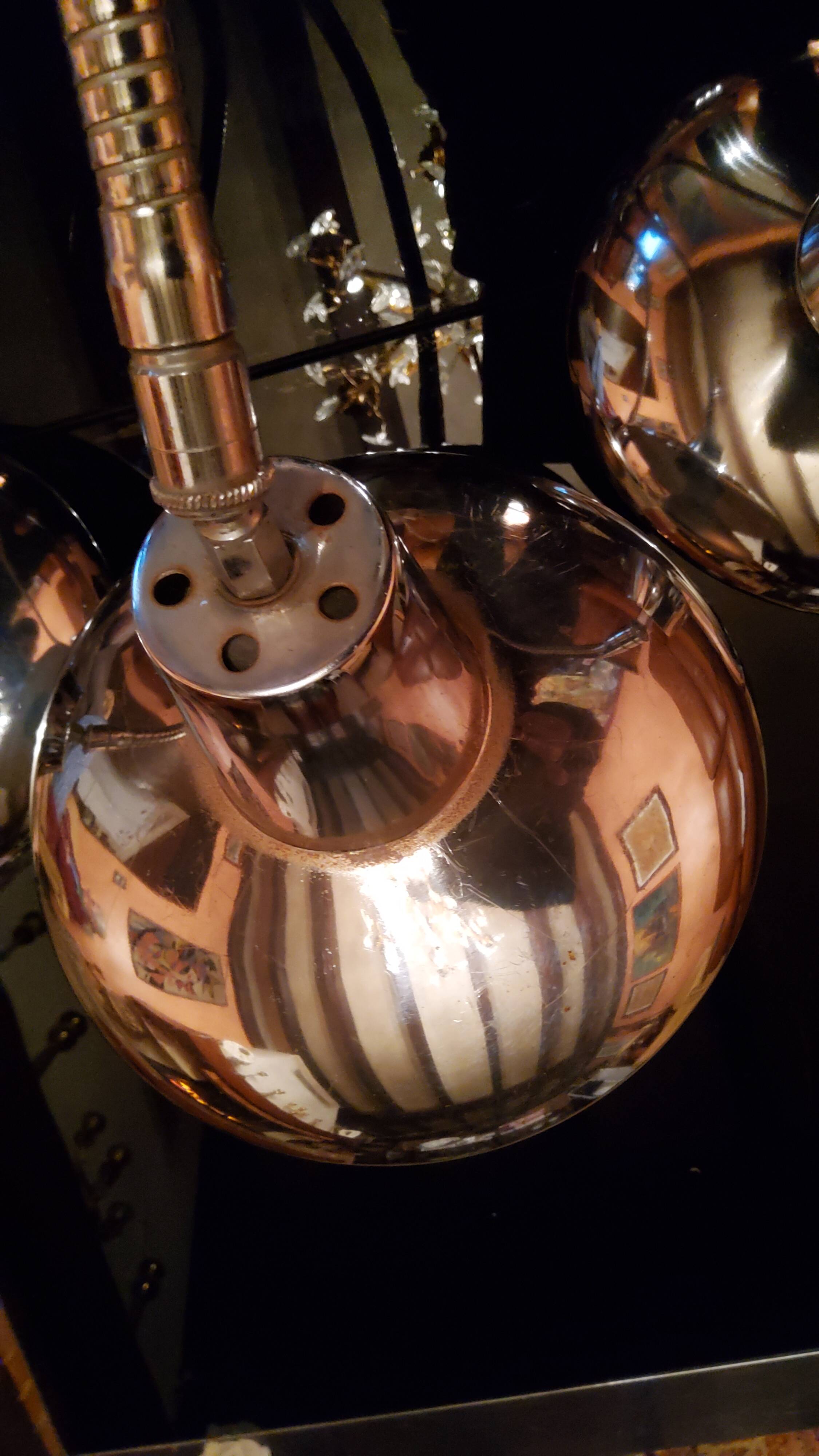 Large chrome lamp of the 70s 3 arm office architect