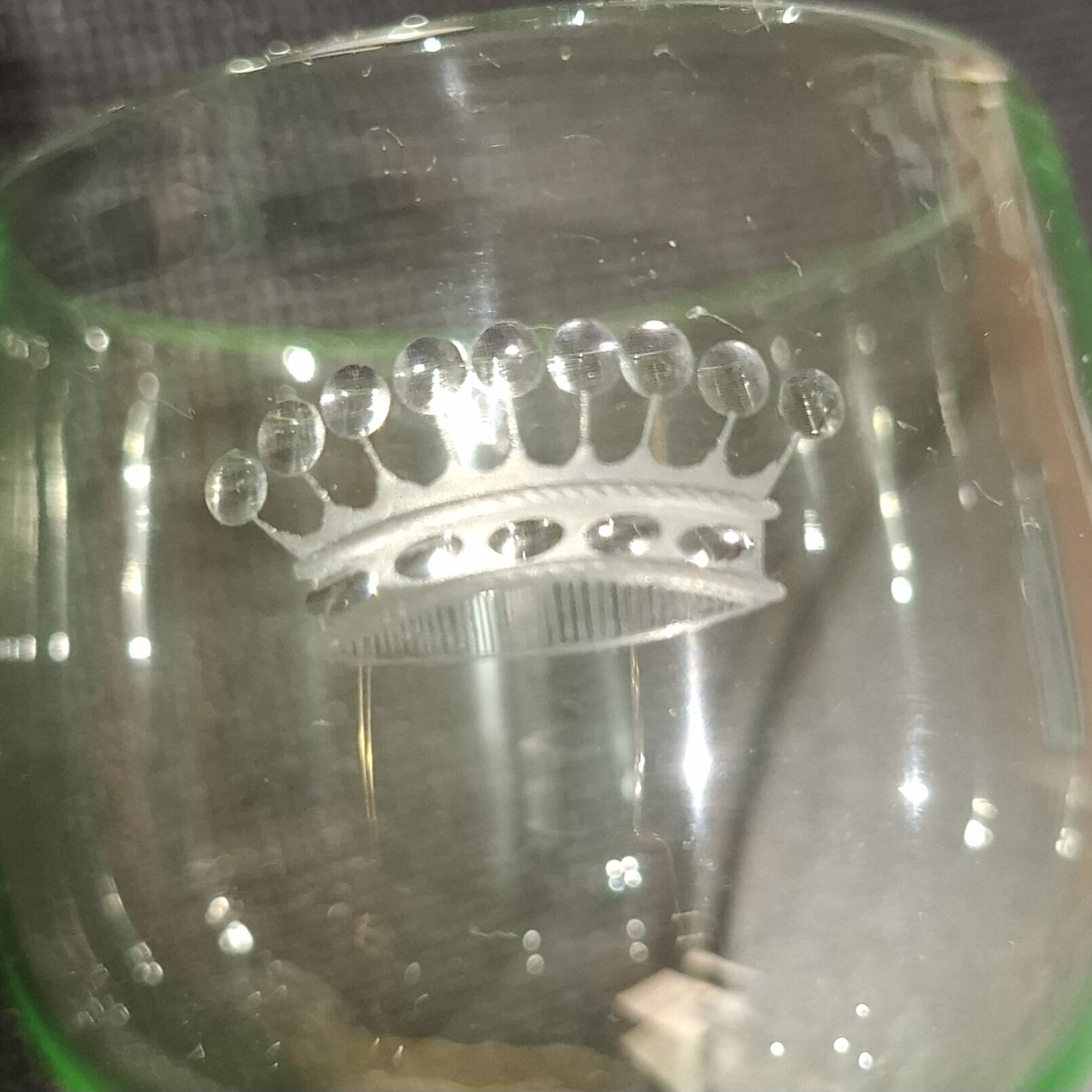 12 uraline crystal stemmed glasses