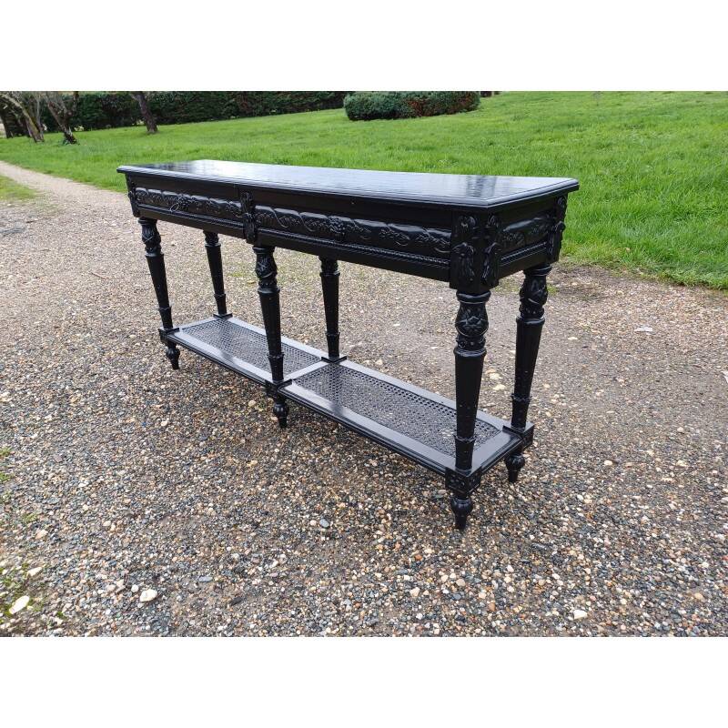 Napoleon III style wooden and cane console